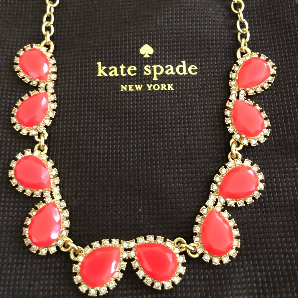 Kate Spade Coral Drop Tear Necklace